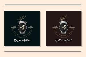 Coffee shop logo template, natural abstract coffee cup with steam, coffee house emblem, Vintage cafe logotype vector