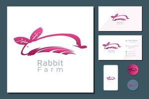 Rabbit, hare, silhouette. Vintage logo, retro print, poster for Butchery meat shop, rabbit silhouette. Logo template for meat business, meat shop. Black white silhouette rabbit. Vector Illustration