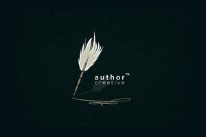Feather quill pen icon logo design classic stationery illustration vector