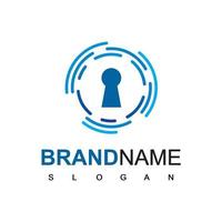 Secure Logo With Key Hole And  Fingerprint Symbol vector