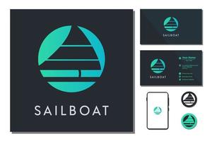 Silhouette of Sailboat logo design vector