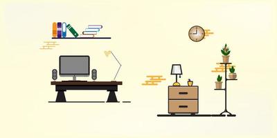 ilustración de vector de oficina trabajando desde casa