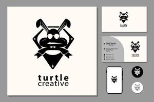 Sea turtle sports emblem mascot logo graphic design vector