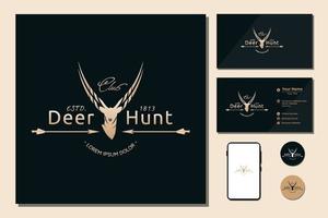 caza de ciervos con logotipo de flecha cruzada y ropa vector