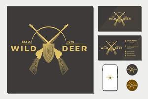 Symbol, badge and logo template design with hunter theme vector