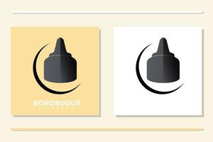 Borobudur Temple Stupa Silhouette icon template logo vector inspirations