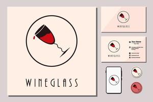 Wineglass on circle for Logo design inspiration vector