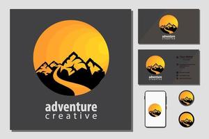 Roud in the mountain, traveling logo design inspiration vector