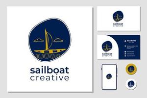 Traditional Sailboat from Asia  Africa, Silhouette of Dhow logo design vector