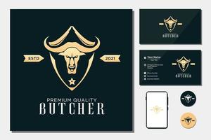 Butcher shop logo emblem for design vector