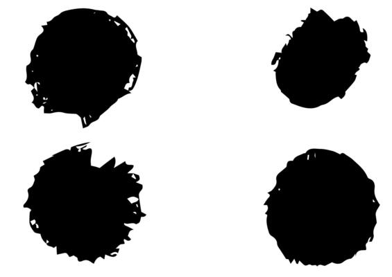 Grunge vector circles. Brush strokes.