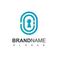 Secure Logo With Key Hole And  Fingerprint Symbol vector