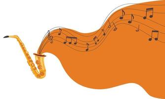 saxofón clásico con ilustración de notas musicales. fondo vectorial vector