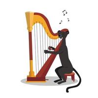 Panther plays the harp. vector