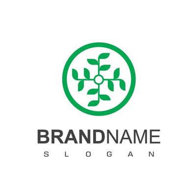 Circle Leaf Logo Design Template
