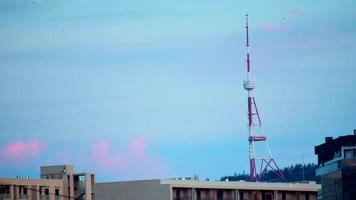 Timelapse Tbilisi TV broadcasting tower structure up hill in Georgia capital video