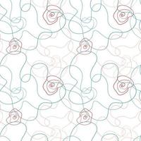 Abstract poppy seamless pattern in line-art trend vector