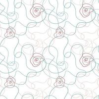 Abstract poppy seamless pattern in line-art trend vector