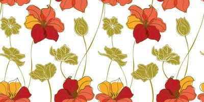 Tulip meadow seamless pattern in the scandinavian style vector