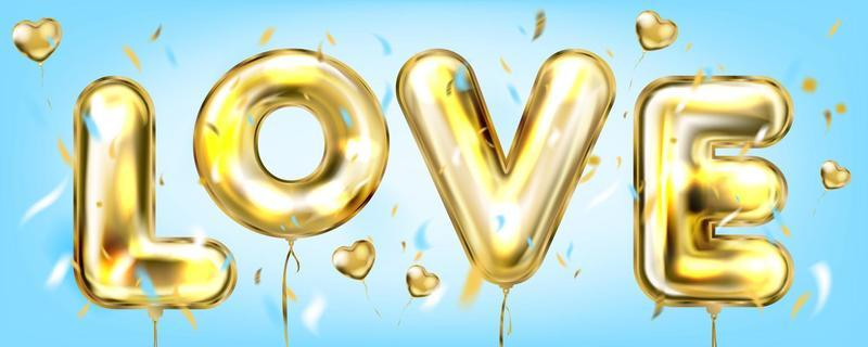 Love in a Sky blue banner with confetti