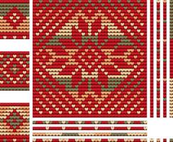patrón rojo de tejido navideño de suéter ugle con estrella del norte vector