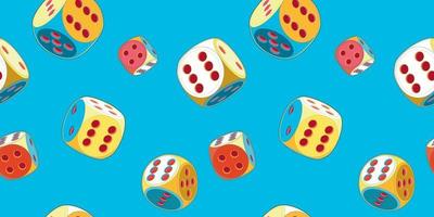 Sky blue seamless pattern of Lucky Dice with six, pop art trend vector