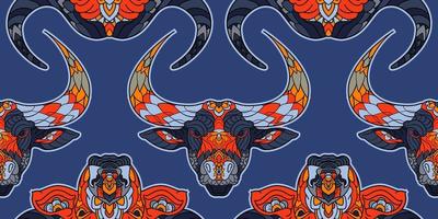 Bull and buffalo light blue seamless pattern of symbol Lunar Year