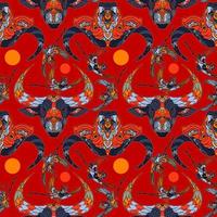 Bull and buffalo red seamless pattern of symbol Lunar Year vector