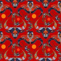 Bull and buffalo red seamless pattern of symbol Lunar Year vector