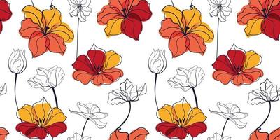 Tulip flowers seamless pattern in the scandinavian style vector