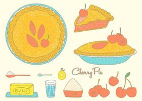 Home cooking Cherry Pie, sketching art in a retro style vector