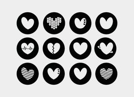 silhouette Heart icon set in black circle - love logo icon sign vector
