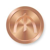 Bronze coin of Manat Concept of internet web currency vector