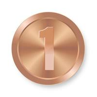 Bronze coin with number one. Concept of internet icon