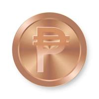 Bronze coin of Peso Concept of internet web currency vector