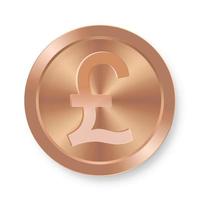 Bronze coin of pound sterling Concept of internet currency vector
