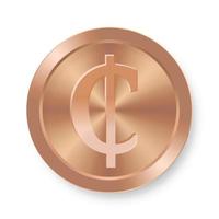 moneda cedi de bronce concepto de moneda web de internet vector