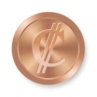 moneda de colon de bronce concepto de moneda web de internet vector