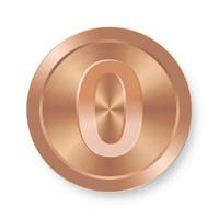 Bronze coin with number zero Concept of internet icon vector