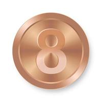 moneda de bronce con el concepto número ocho de icono de internet vector