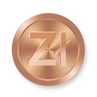 Bronze coin of Zloty Concept of internet web currency vector