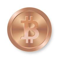 Bronze coin of bitcoin Concept of web internet cryptocurrency vector