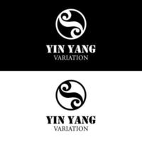 Simple flat yin yang variation silhouette for symbol of harmony and spiritual balance logo icon vector