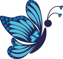 2D Side View Of An Isolated Dark Blue Cartoony Butterfly Vector