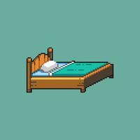 Pixel art bed for game asset and development vector