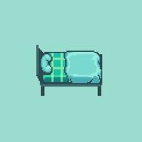 Pixel art bed for game asset and development vector