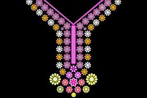 patrón étnico geométrico tradicional, diseño de moda de collar bordado de flora para blusa de mujer vector