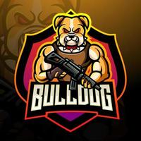 diseño de mascota del logotipo de bull dog esport vector