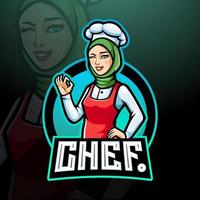 Chef girls esport logo mascot design vector