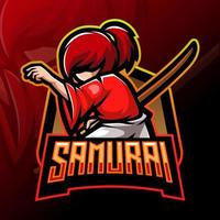 diseño de la mascota del logotipo samurai esport vector